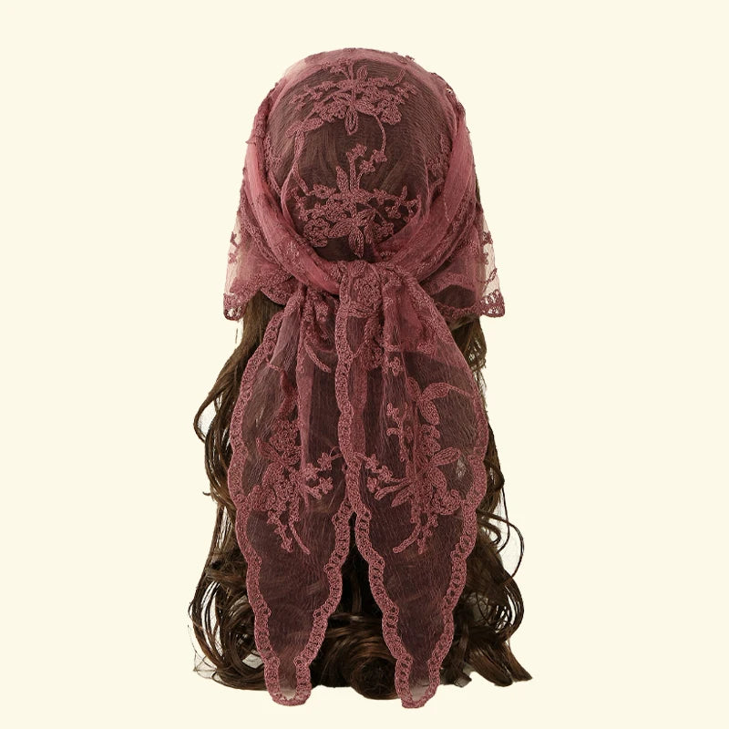 Fashion Ins Lace Hair Scarf Women Retro Triangle Hair Bands Vintage Triangular Headscarf Girls Elegant Headwear Hair Accessories