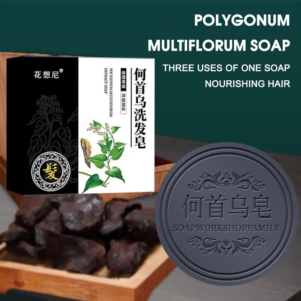 Natural Polygonum Multiflorum Hair Soap Anti Hair Loss Bar Restore Nutrition Regrowth White To Black Solid Shampoo