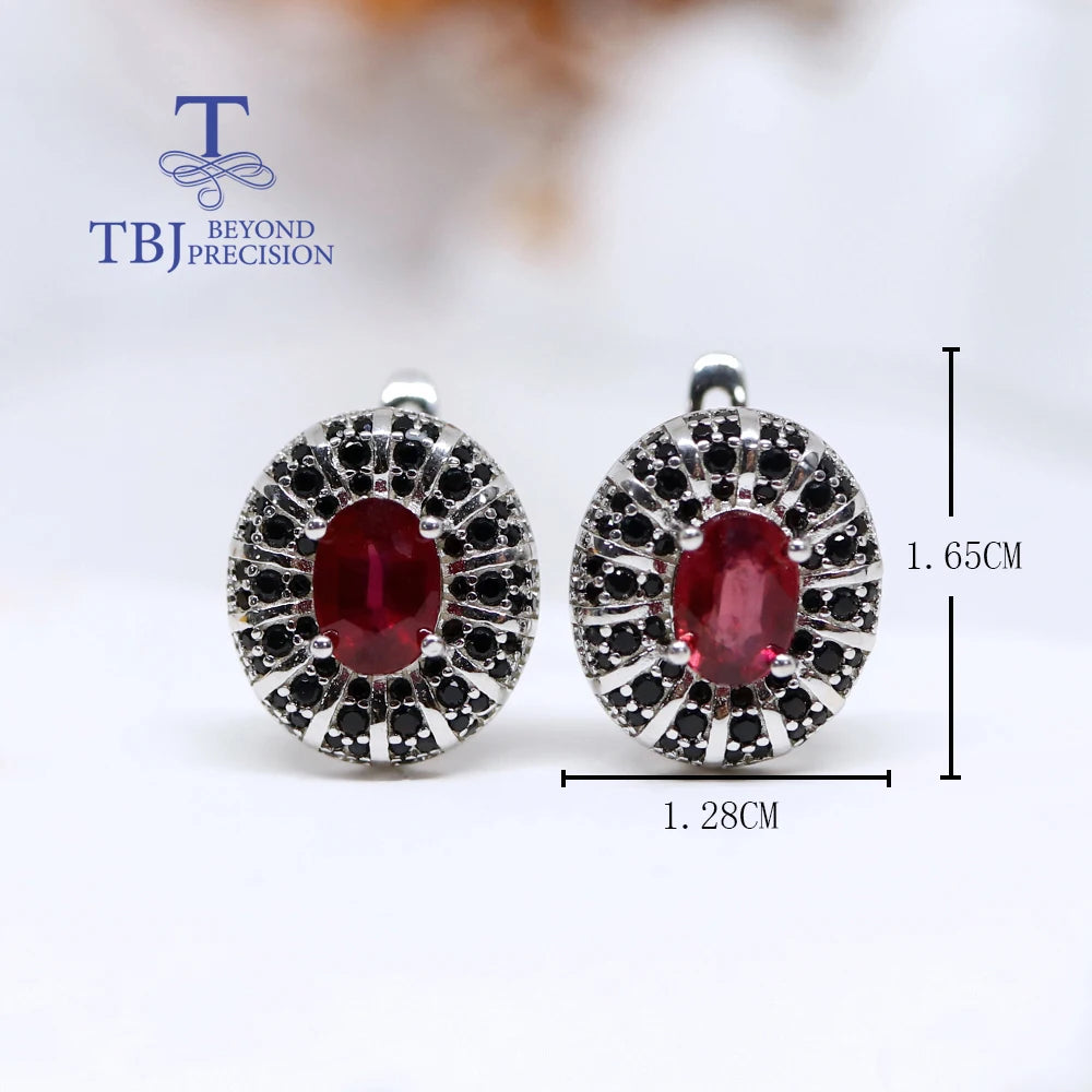 Natural Filled Ruby Earrings 925 Sterling Silver Light Luxury Design for Women Anniversary Banquet Birthday Gifts