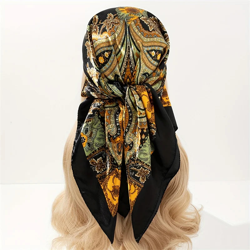 Silk Shawl Satin Square Scarf For Women Paisley Neckerchief Female New Headband Hair Bands Print Foulard Hijab Wraps Bandana