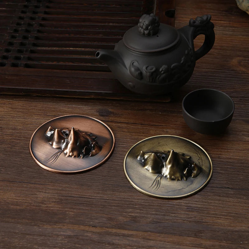 Metal Incense Burner Creative Mountain Incense Plate Bronze Incense Holder for Aromatherapy Threaded Incense Buddhism Supplies