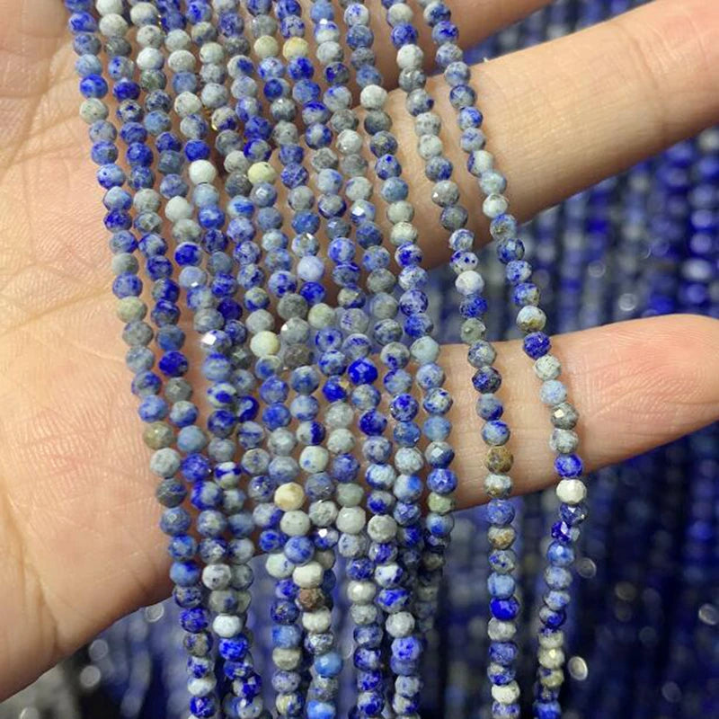 Micro Faceted Bead Natural Stone Beads Facted Green Emeralded 2 3 mm Spacer Loose Beads for Jewelry Making Necklace DIY Bracelet