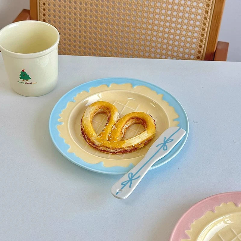 Nordic Style Tableware Household Patchwork Breakfast Plates 2025 New Simple Ceramic Dish Cream Ice Cream Shaped Dessert Plate