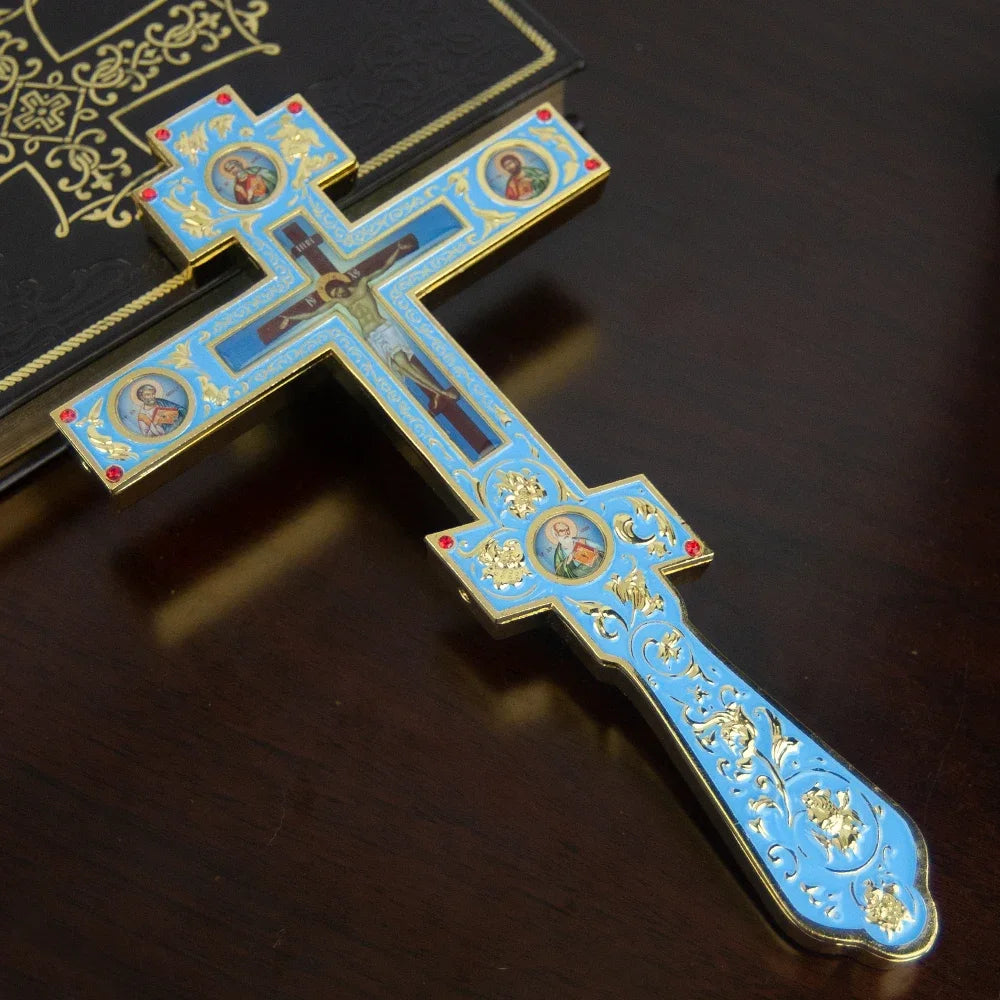 Orthodox Church Jesus Cross Family Decoration for Religious Ceremony and Prayer Ceremony Cross Holding Family Cross