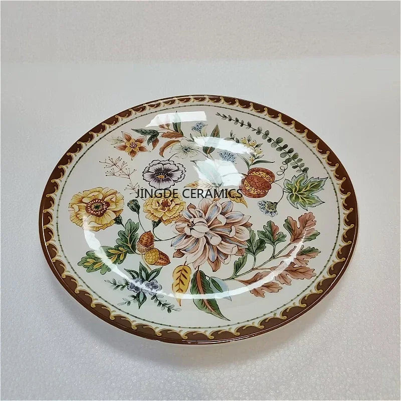 Exquisite Ceramic Plates Round Steak Dinner Pasta Plate Underglaze Colour dishware Kitchen Accessories Home Salad Plate