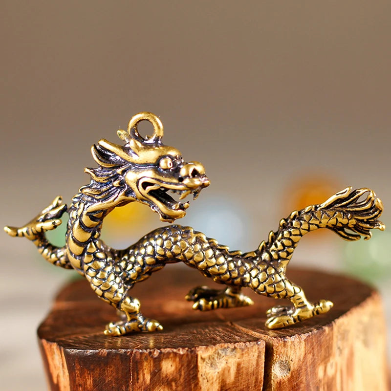 Chinese Beast Dragon Phoenix Statue Bronze Figurine Ornaments Antique Copper Mythical Animal Miniature Home Decoration Crafts