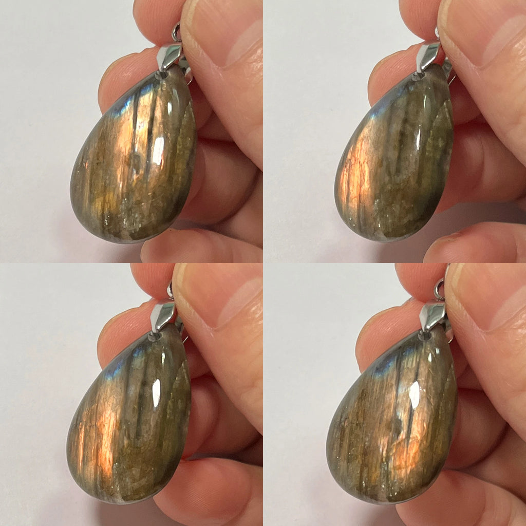 Gem Pendant Natural Stone Irregular Shape Bead Purple Blue Labradorite Necklace Pendant for Women Men Jewelry Gift 1Pcs