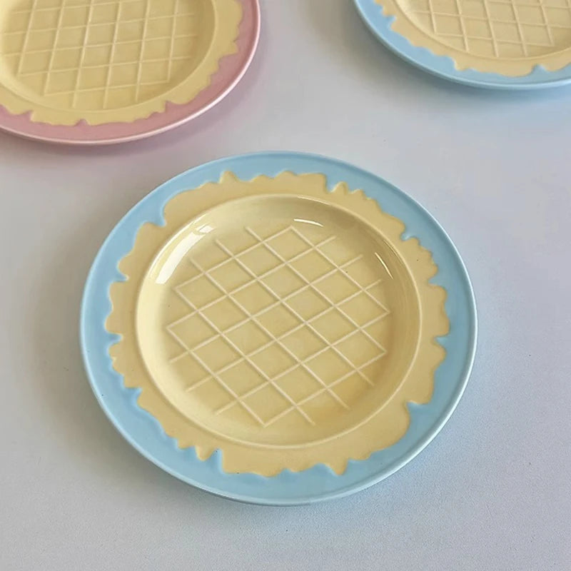 Nordic Style Tableware Household Patchwork Breakfast Plates 2025 New Simple Ceramic Dish Cream Ice Cream Shaped Dessert Plate