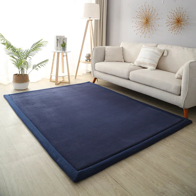 Thick Solid Color Rectangular Carpet For Living Room Ckildren Bedroom Play Rug Bay Window Soft Mat Baby Anti-fall Crawling Pads