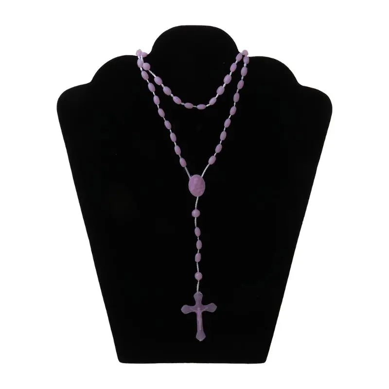 8 Colors Plastic Rosary Beads Luminous Necklace Catholicism Prayer Religious