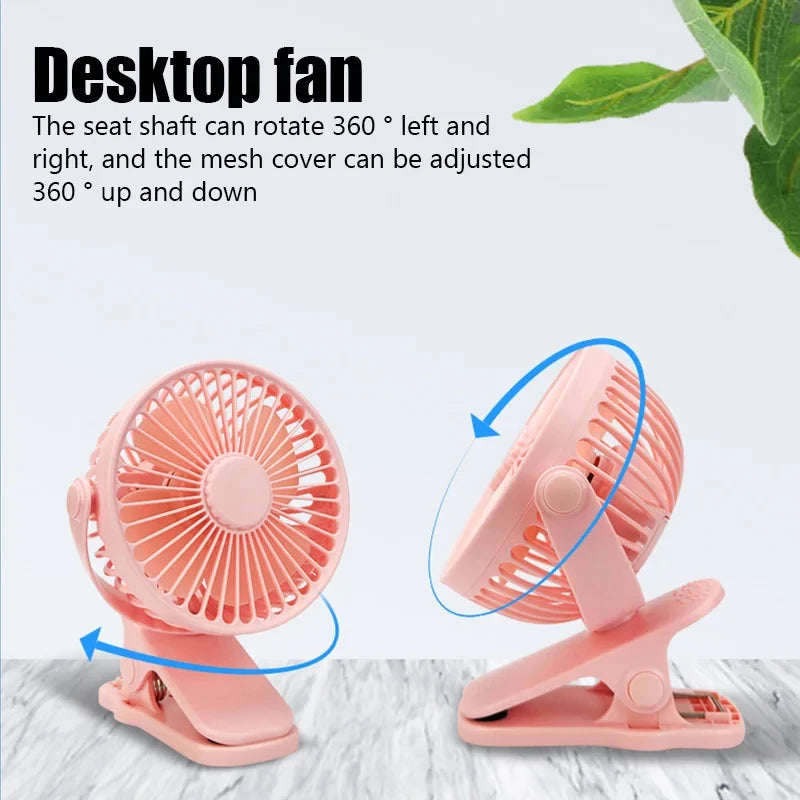 Creative Mini Clip Fan Mute Portable Desktop Home Dorm Stroller For Rechargeable USB High Wind Three Speed Blower Student Deskto