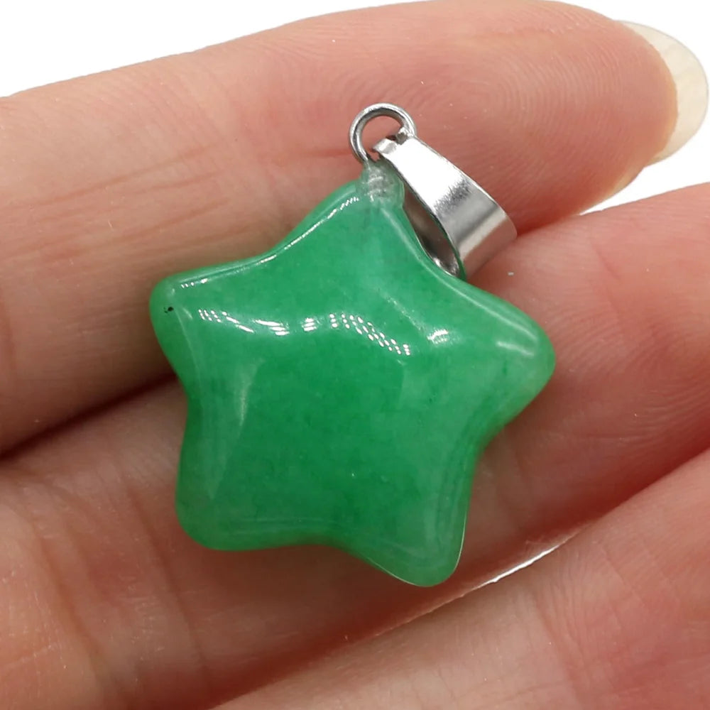 Natural Stone Pendant Rose Quartzs Agate Unakite Pentagram Shape Charms For Making DIY Jewelry Necklace Bracelet Size 20x20mm