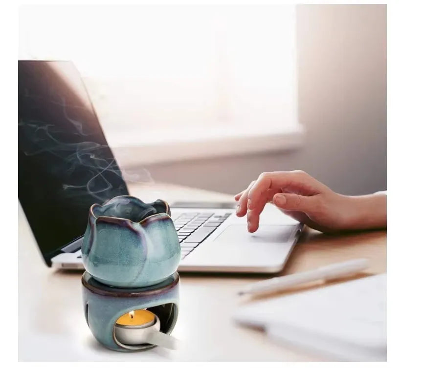 120ml Separate Vaporizer Ceramic Essential Oil Heating Stove Tulip Indoor Aromatherapy Lamp Tea Oven Warmer Incense Burner