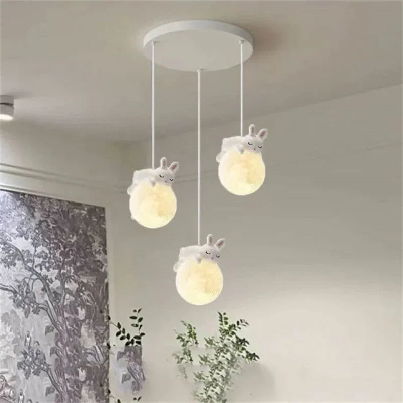 Modern Minimalist LED Chandelier Children's Rooms Bedrooms Bedside Aisles Balconies Pendant Lamp Creative Study Bear Decor Light