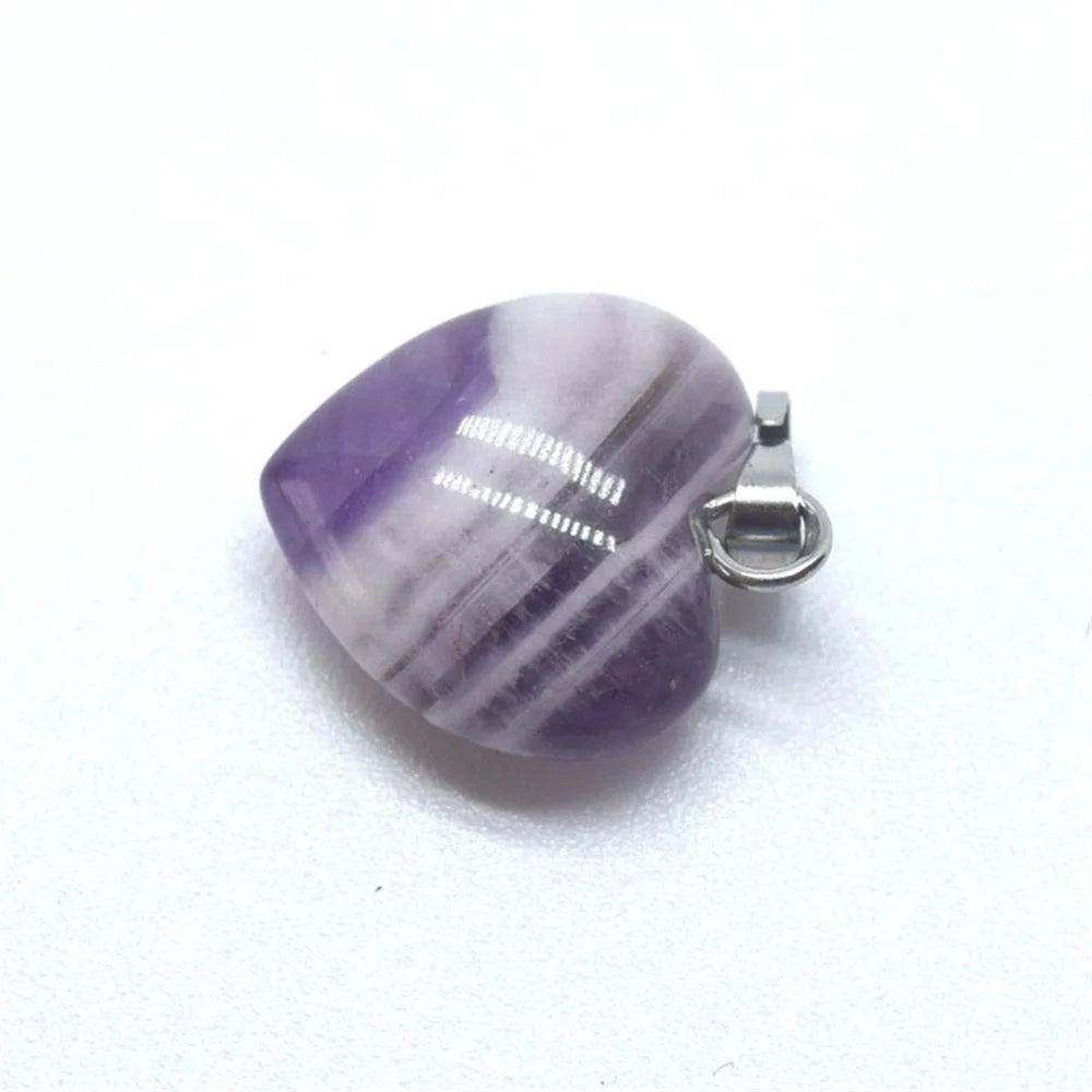 1.5cm Boutique Natural Stone Jade Heart Heart Shaped Necklace Pendant Personalized Agate Pendant Heart Shaped Buckle Jewelry