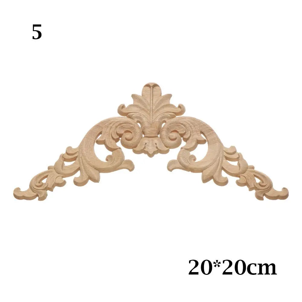 Furniture Parts Unique Natural Floral Wood Carved Corner Appliques Frame wooden Figurines Crafts Woodcarving Decorative