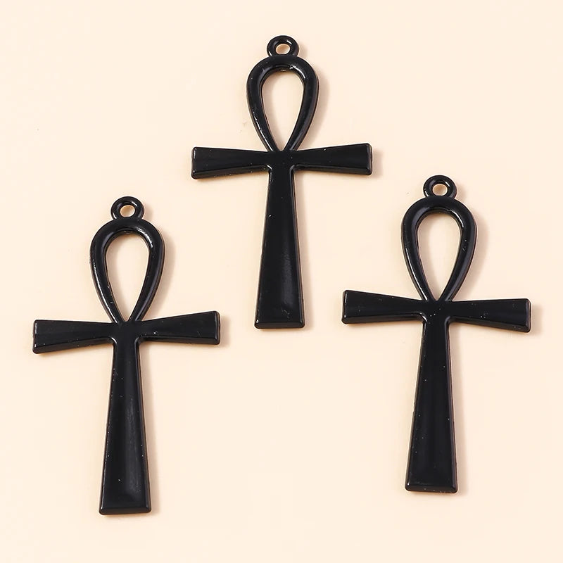 10pcs Steampunk  Crosses Charms for Jewelry Making Black Color Rose Cross Charms Pendant Necklace Keychain Diy Jewelry Findings