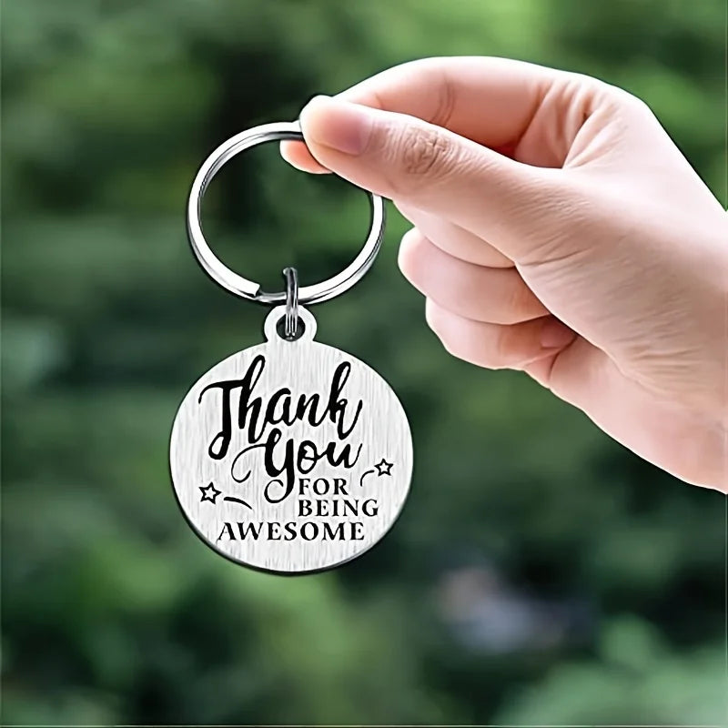 1pc New Employee Coworker Staff Appreciation Keychain Gifts For Women Men Stainless Steel Thank You For Being Awesome Present