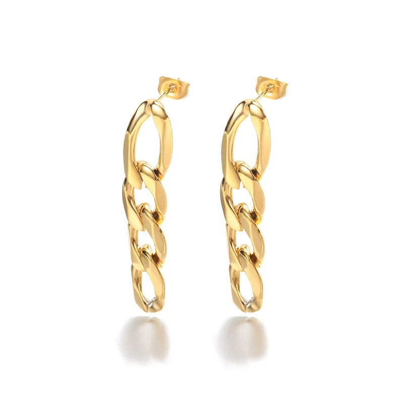Statement Thick Cuban Link Drop Dangle Earings Fashion Jewelry Stainless Steel Minimalist Earrings Punk Accessories