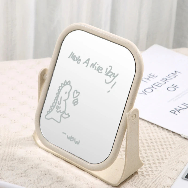 Square Makeup Mirror - 360° Swivel, HD Double Sided Vanity Mirror for Dorm and Bedroom with Swivelling Tabletop Vanity Mirror