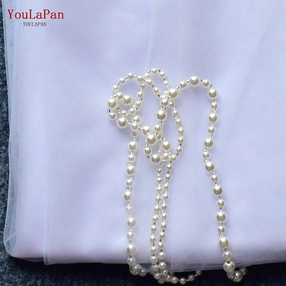 YouLaPan G33 Wedding Cape Bridal Shaw Plain Bridal Shawl Simple Church  Wedding Tail Long Soft Yarn Cloak DIY Shrug