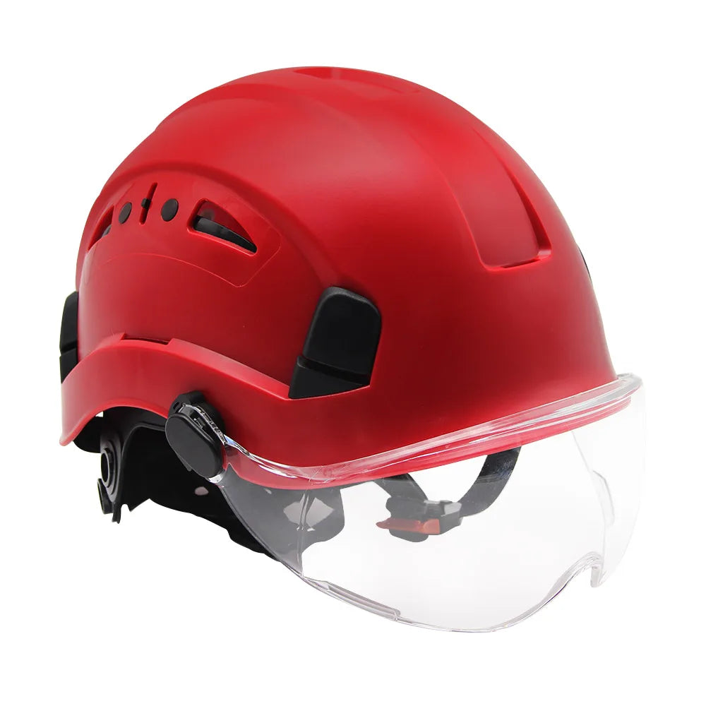 CE Safety Hard Hat with Visor Adjustable Vents Work Cap Head Protective Safety Helmet with Goggles Outdoor Riding Climing Rescue