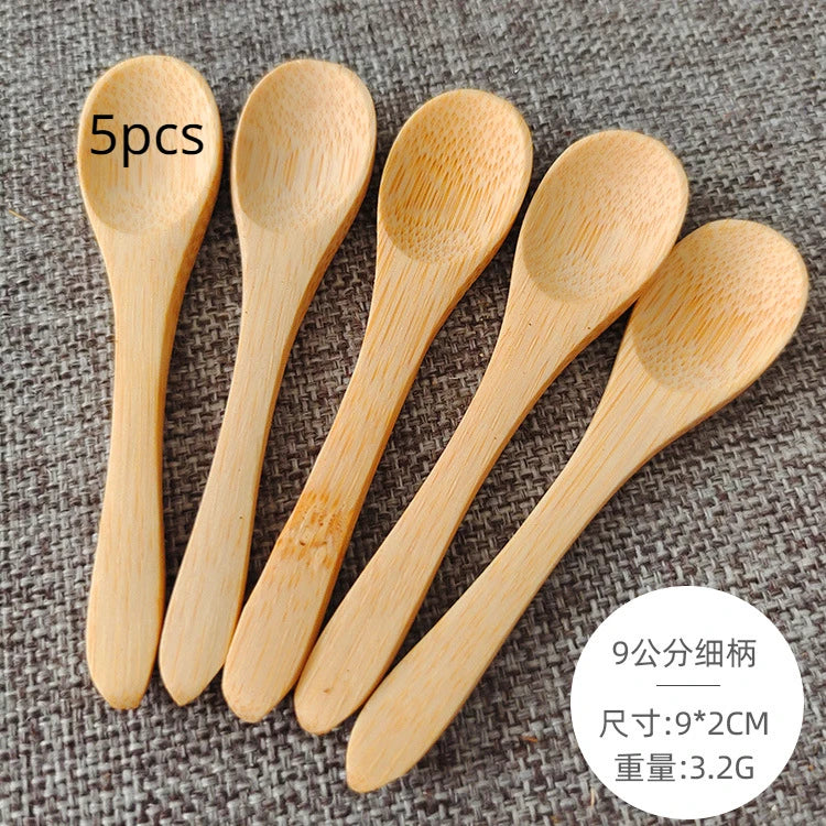 5Pcs Ice Cream Spoon Mini Easy Clean Wear-resistant Natural bamboo Wooden  Honey Children's Spoon Yogurt Spoon for Kitchen