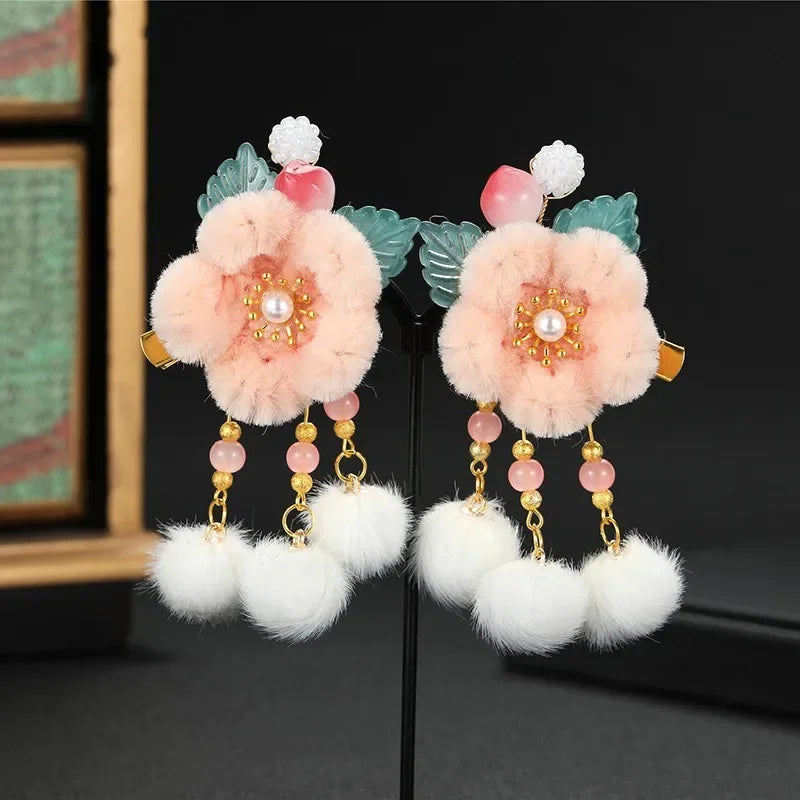 Children's Headwear Ancient Style Girl Hanfu Hair Bundle Wig Accessories Princess Dress Up Gift