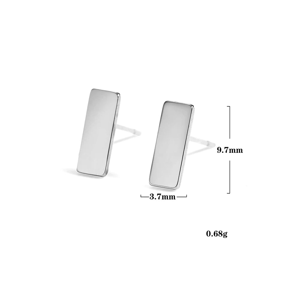 Skyrim Heart Stud Earrings Women Girls Stainless Steel Rectangle Oval Triangle Geometric Earring Minimalist Trend Jewelry Gifts
