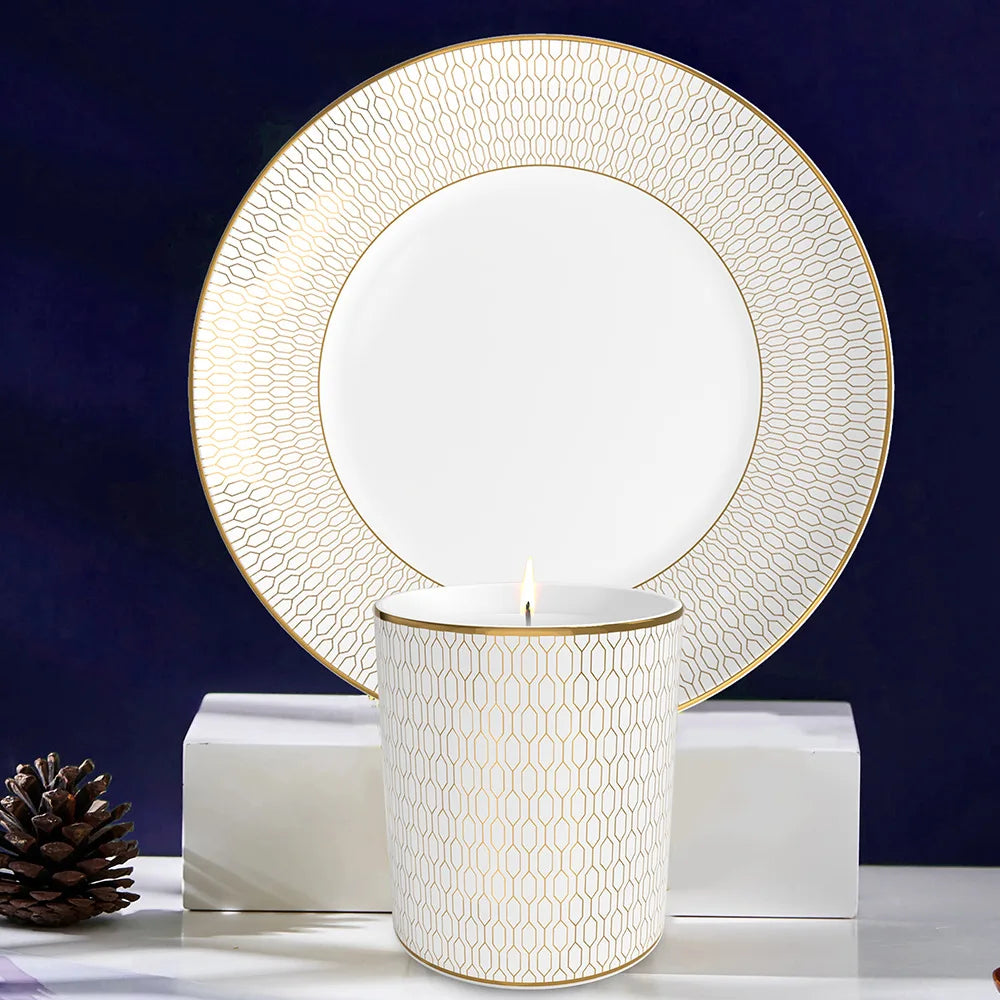New Bone China Dinner Plates Luxury Gilded Lace Ceramic Tableware Set Feast Porcelain Western Plate Cake Dish Home Decor
