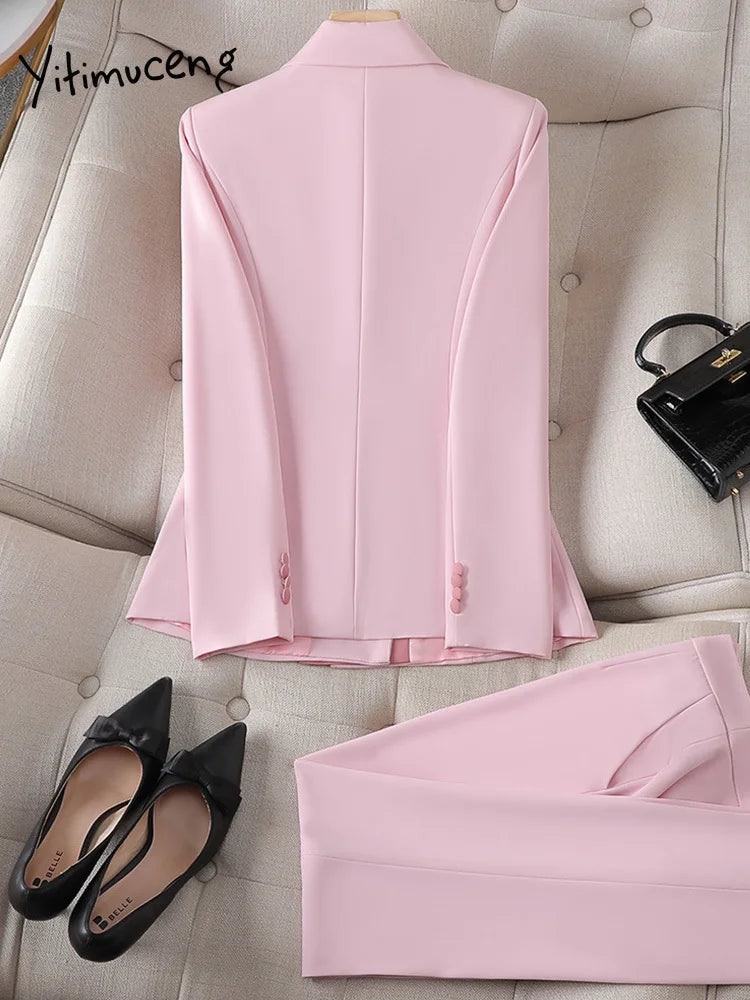 2025 New All Season Ladies Elegant Office Work Wear Blazers Pantsuits Pants Set Formal Styles Women Professional Trousers Sets