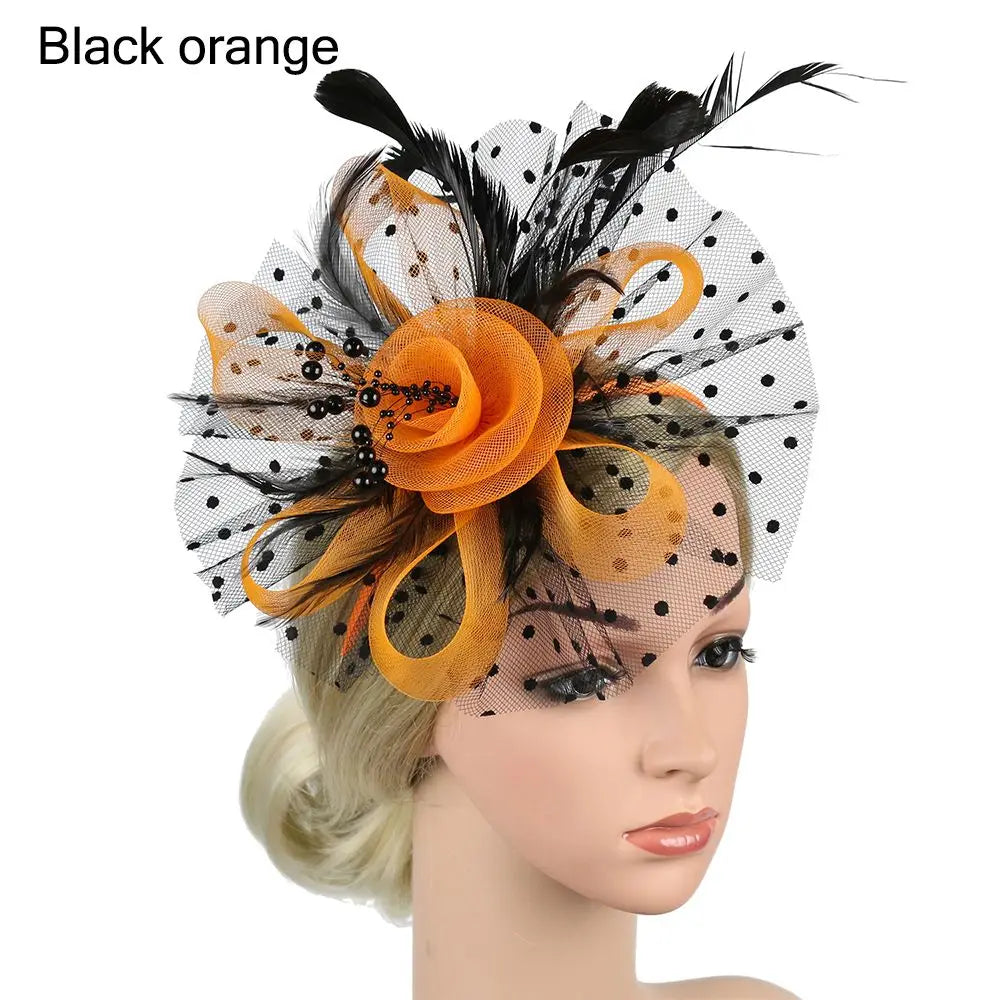 Bride Headwear hat Veil Wedding Hair Accessories Flowers Feather Mesh Veil Face Cover Multi Colors Korea Japan Black White