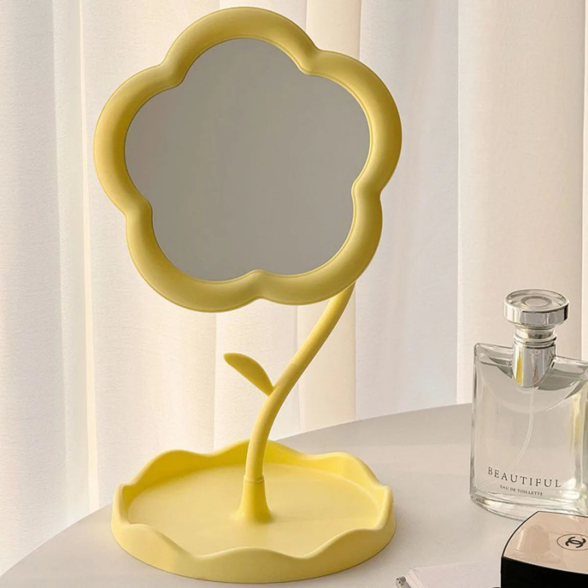 Sunflower Makeup Mirror Girl Dresser Desktop Hanging Jewelry Beauty Mirror Bedroom Dorm Dressing Mirror Removable Portable ﻿