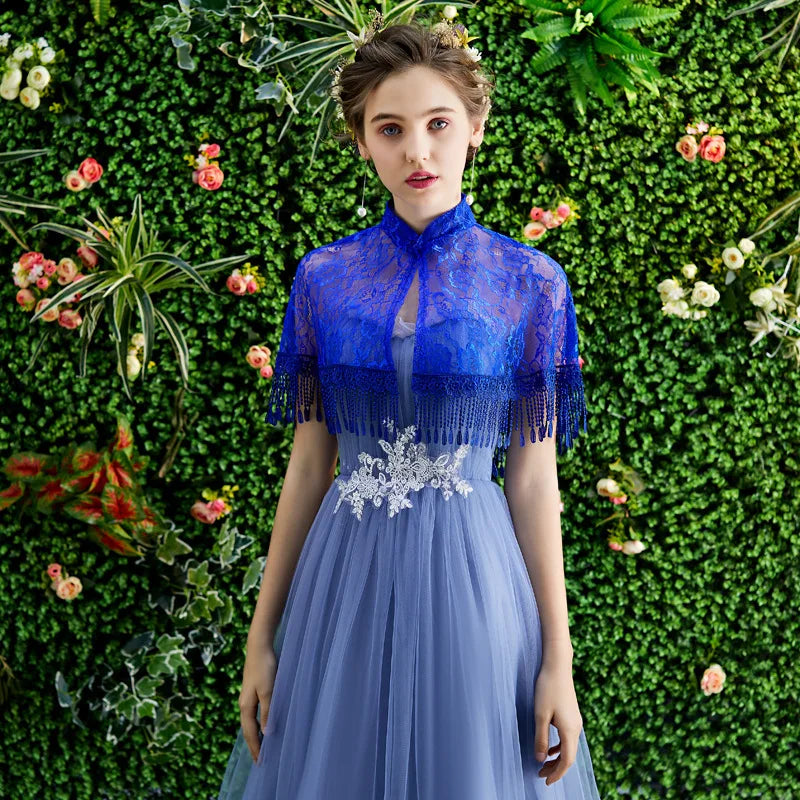 Bride wedding shawl colorful dress with tulle spring and summer thin etiquette shoulder yarn collar multi-color women's cloak