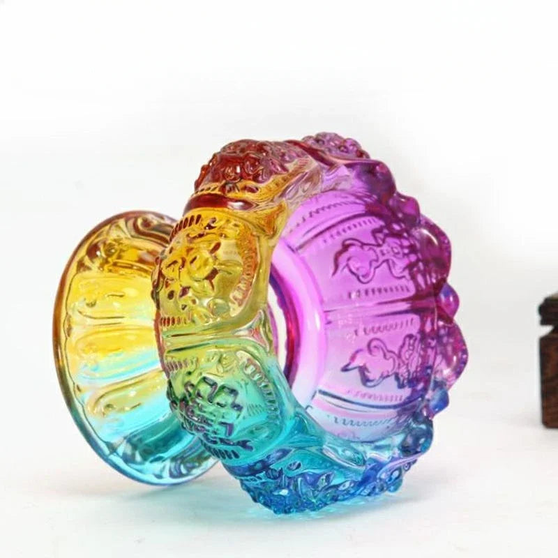 Colorful Glass Lamp New Liquid Butter Lamp Base Ornament Lotus Glass Base Oil Lamp Tribute Candle Pedestal Crafts Home Decoratio