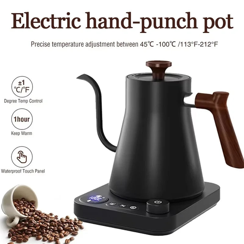 Hand Brewed Electric Coffee Pot Control Stainless Steel Intelligent Temperature Electric Boiling Water Temperature Control Pot