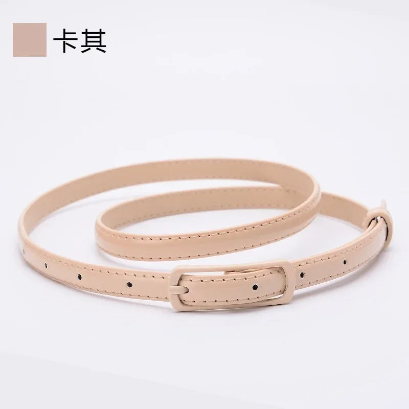 Ladies Fine Belt Japanese Word Buckle PU Belt Ladies Fashion Belt Thin Waist Skirt