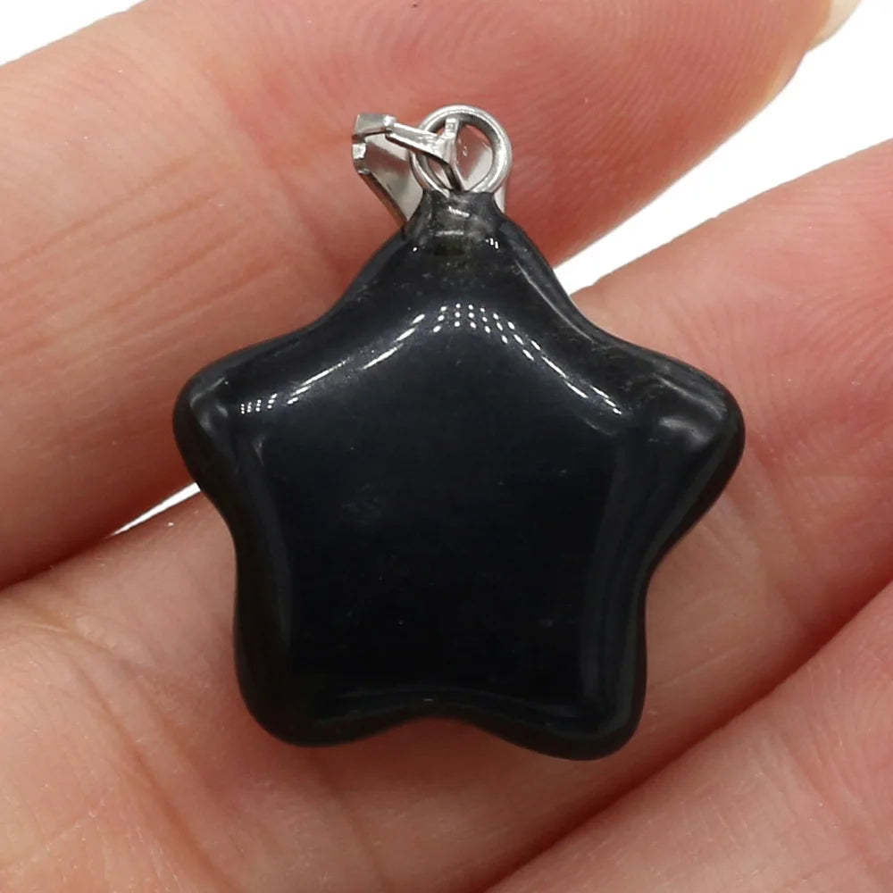 Natural Stone Pendant Rose Quartzs Agate Unakite Pentagram Shape Charms For Making DIY Jewelry Necklace Bracelet Size 20x20mm