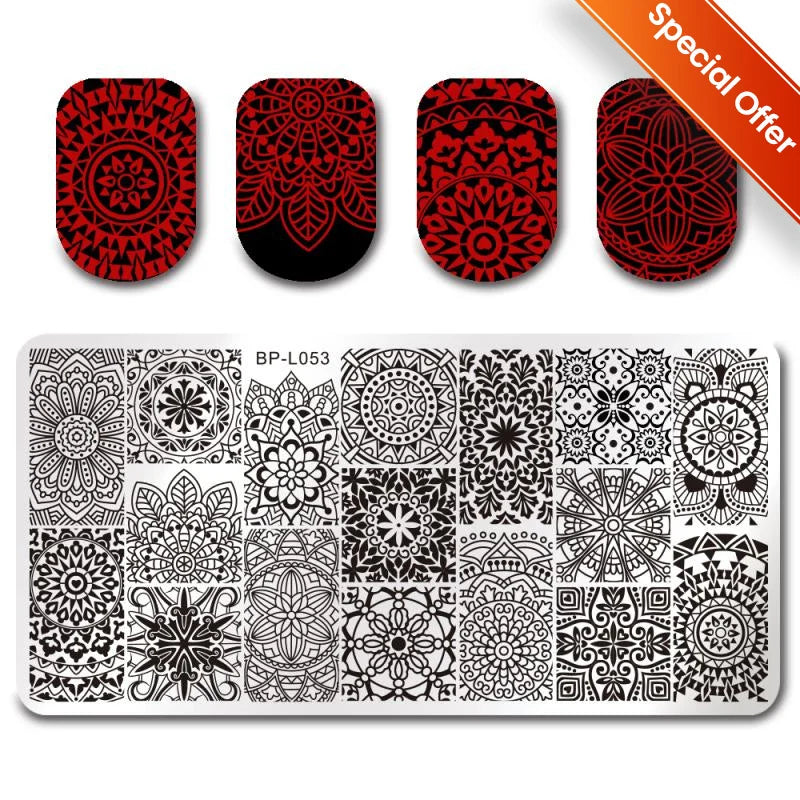 BORN PRETTY Stamping Plates Nail Art Templates Flower Natural Animal French Tips  DIY Nail Design Image Stencil Tool Manicure
