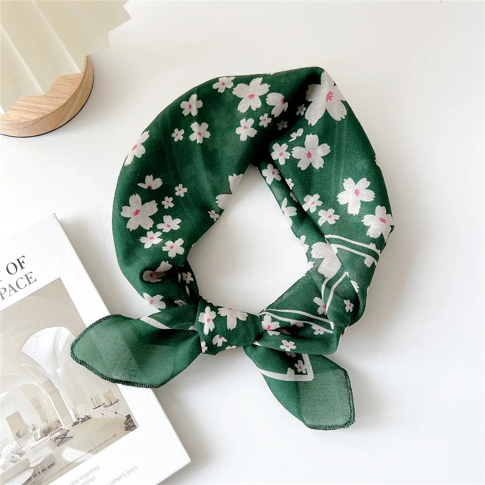 Fashion Cotton Linen Shawl Square Scarf for women sweet Cherry Print Hijabs Ladies Wraps summer sunscreen Bandanas Head scarf