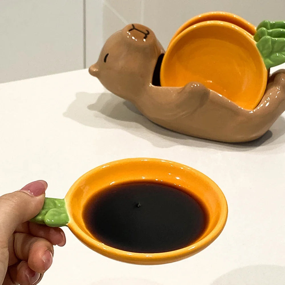 Creative Dish Set Cute Cartoon Shape Porcelain Household Tableware Hot Pot Barbecue Sauce Condiment Vinegar Dishes Personal Item