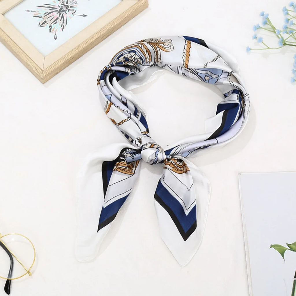 70cm Small Square Head Scarfs for Women Silk Scarf Letter Printed Scarves Headscarf Hair Accessories