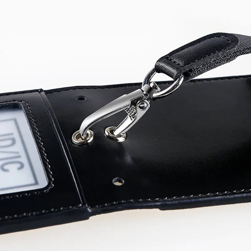 Genuine Leather ID Badge Holder Name Tag Chest Card Holders with Neck Lanyard Formal Staff Office Worker Supplies Magnet Hasp