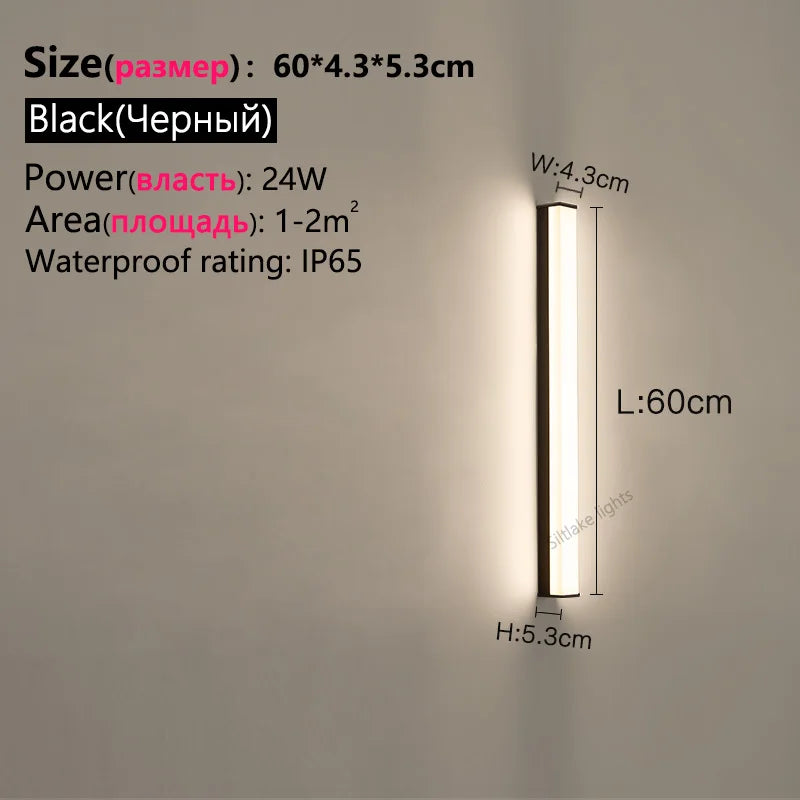Outdoor waterproof wall lamp long strip modern simple LED courtyard garden wall lamp balcony lamp minimalist exterior wall lamp