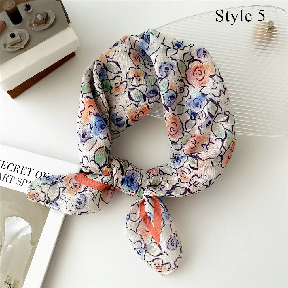 Fashion Cotton Linen Shawl Square Scarf for women sweet Cherry Print Hijabs Ladies Wraps summer sunscreen Bandanas Head scarf