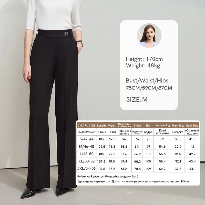 Amii Minimalist Contrast Color Letter Embroidered Wide-leg Pants 2025 Women's Spring New Casual Loose Commuter Trousers 12541049
