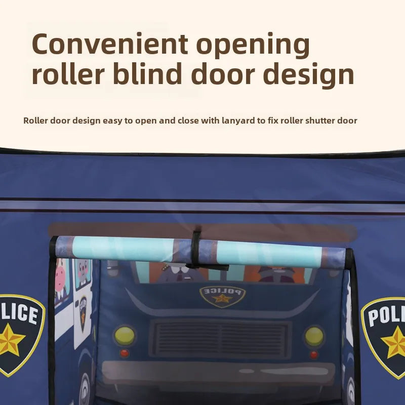 Camping Children's Play Foldable Tent Popup Playhouse Fire Truck Police Car Kids Tent Car for Indoor Outdoor Game Bus Toys House