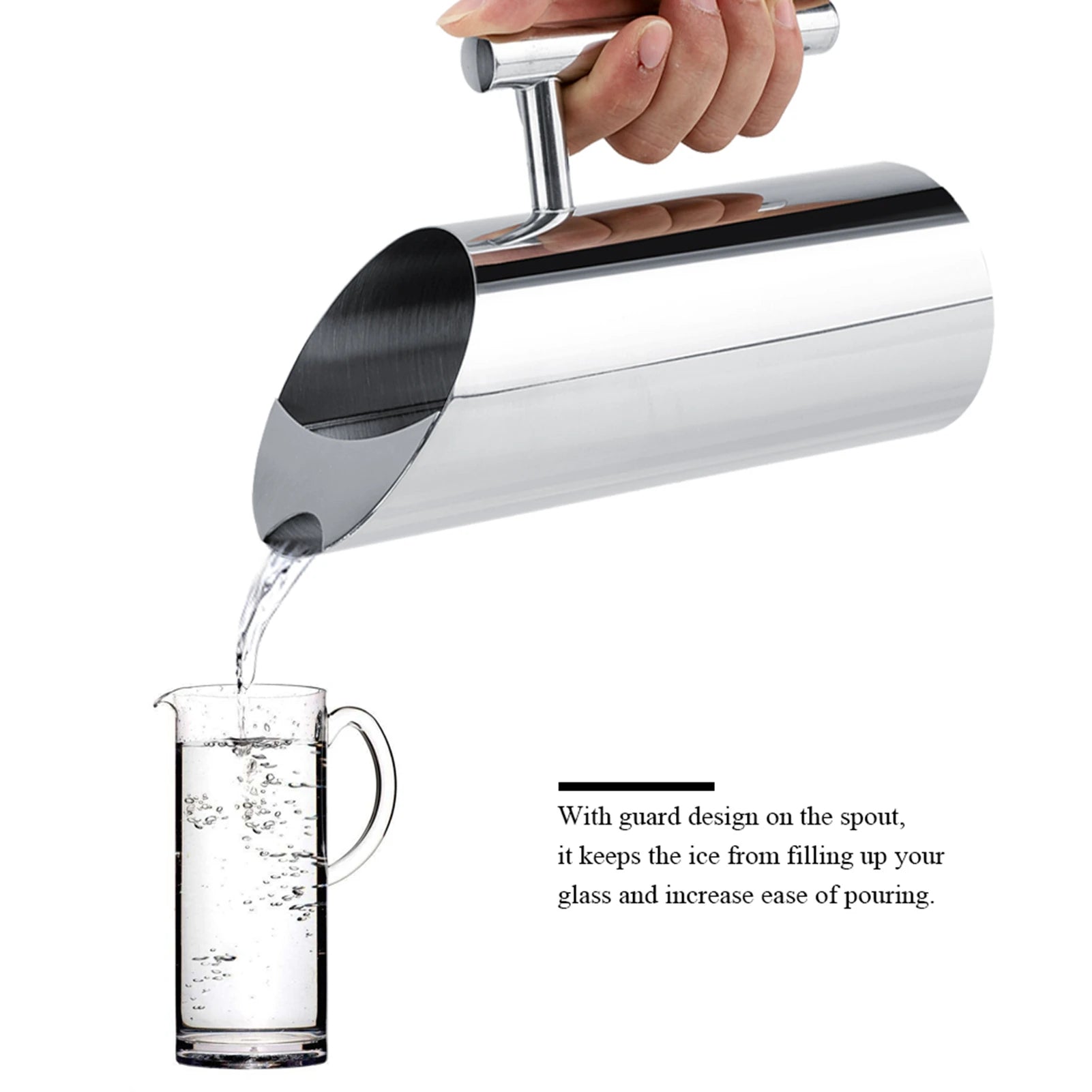 1L/1.5L/2L Stainless Steel Pitcher Pot for Bar Water Wine Juice Jug with Ice Guard Cold Drinking Pitcher Home Hotel Serving Tool