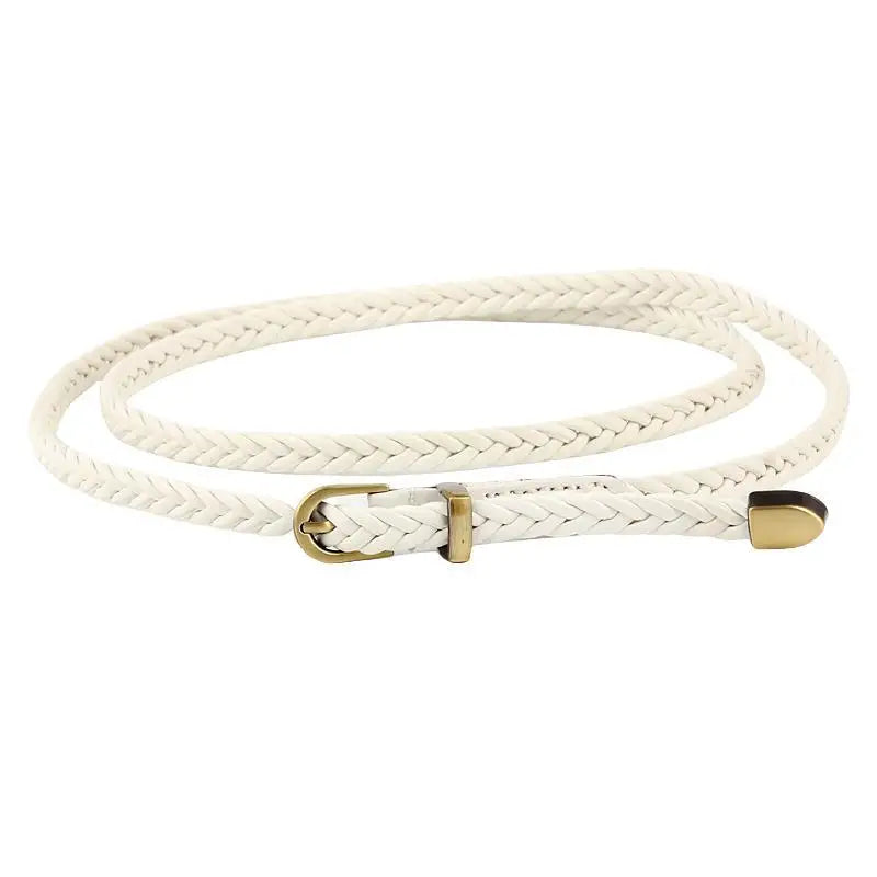 Woven Thin Belt Women's Fashion Casual Versatile Coat Girdle Gothic Retro Red Pin Pu Buckle Waistband