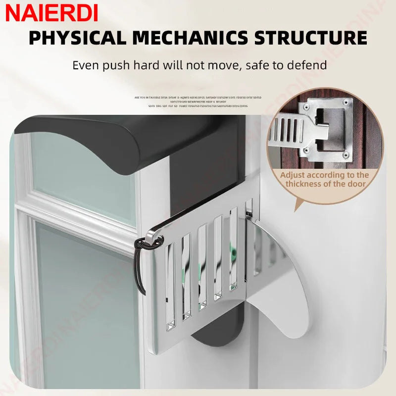 NAIERDI Stainless Steel Portable Door Lock Anti-theft Lock Heavy Duty Security for Home,Hotel,Apartment,College Dorm & Travel